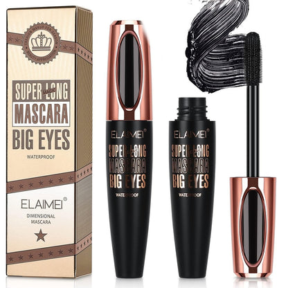 SKINOSM 2er-Pack Mascara Schwarz – Volumen & Länge, Natürliche wasserfeste 4D-Seidenfaser-Wimperntusche, langanhaltend für Tiefe & Glamour