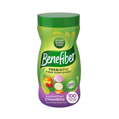 Benefiber Kautabletten mit präbiotischen Ballaststoffen – GLP-1-freundliches Ballaststoffpräparat für die Verdauungsgesundheit, gemischte Fruchtgeschmacksrichtungen – 100 Stück