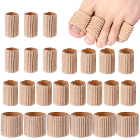 Blulu 24-teilige Zehenröhrchen 0,98 Zoll Polsterröhrchen für Zehen, weiche Gel-Schutzpolster gegen Hühneraugen, Blasen und Hornhaut, 3 Größen (hautfarben, gemischte Größen)