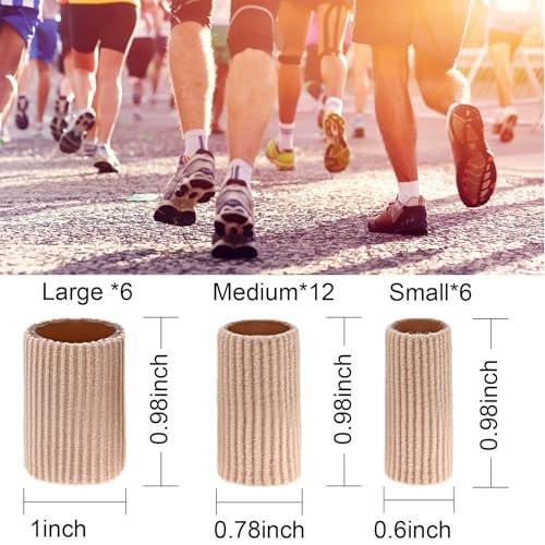 Blulu 24-teilige Zehenröhrchen 0,98 Zoll Polsterröhrchen für Zehen, weiche Gel-Schutzpolster gegen Hühneraugen, Blasen und Hornhaut, 3 Größen (hautfarben, gemischte Größen)