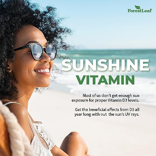 ForestLeaf Vitamin D3 10.000 IE | Hochdosiertes Vitamin D für Knochen, Zähne & Immunsystem | 180 Kapseln, 6-Monats-Vorrat