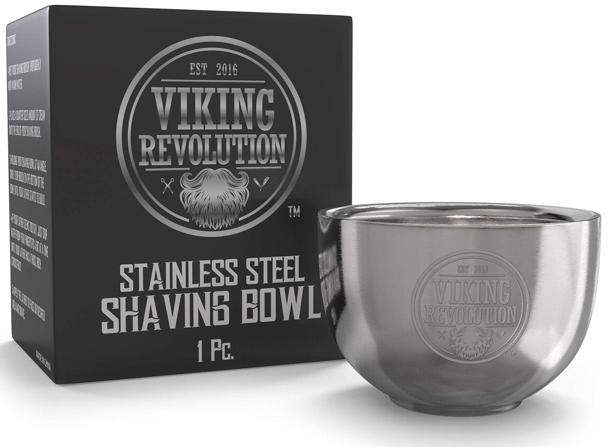 Viking Revolution Edelstahl Rasierschale – Doppellagige Rasierschale für Rasiercreme & Seife, unzerbrechlich, 8,1 x 8,1 x 5,6 cm