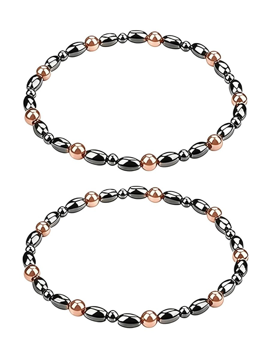 Drkao 2er-Pack Kupfer-Magnetische Knöchelarmbänder für Frauen – Kupfer-Magnet-Therapie-Anhänger, ideales Weihnachtsgeschenk für Familie, Geburtstag, Jahrestag, Pulsera De Cobre Para Mujer für Eltern und Mutter