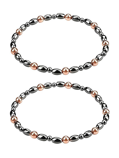 Drkao 2er-Pack Kupfer-Magnetische Knöchelarmbänder für Frauen – Kupfer-Magnet-Therapie-Anhänger, ideales Weihnachtsgeschenk für Familie, Geburtstag, Jahrestag, Pulsera De Cobre Para Mujer für Eltern und Mutter