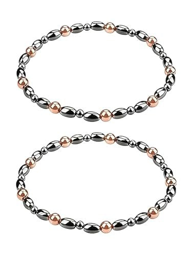 Drkao 2er-Pack Kupfer-Magnetische Knöchelarmbänder für Frauen – Kupfer-Magnet-Therapie-Anhänger, ideales Weihnachtsgeschenk für Familie, Geburtstag, Jahrestag, Pulsera De Cobre Para Mujer für Eltern und Mutter
