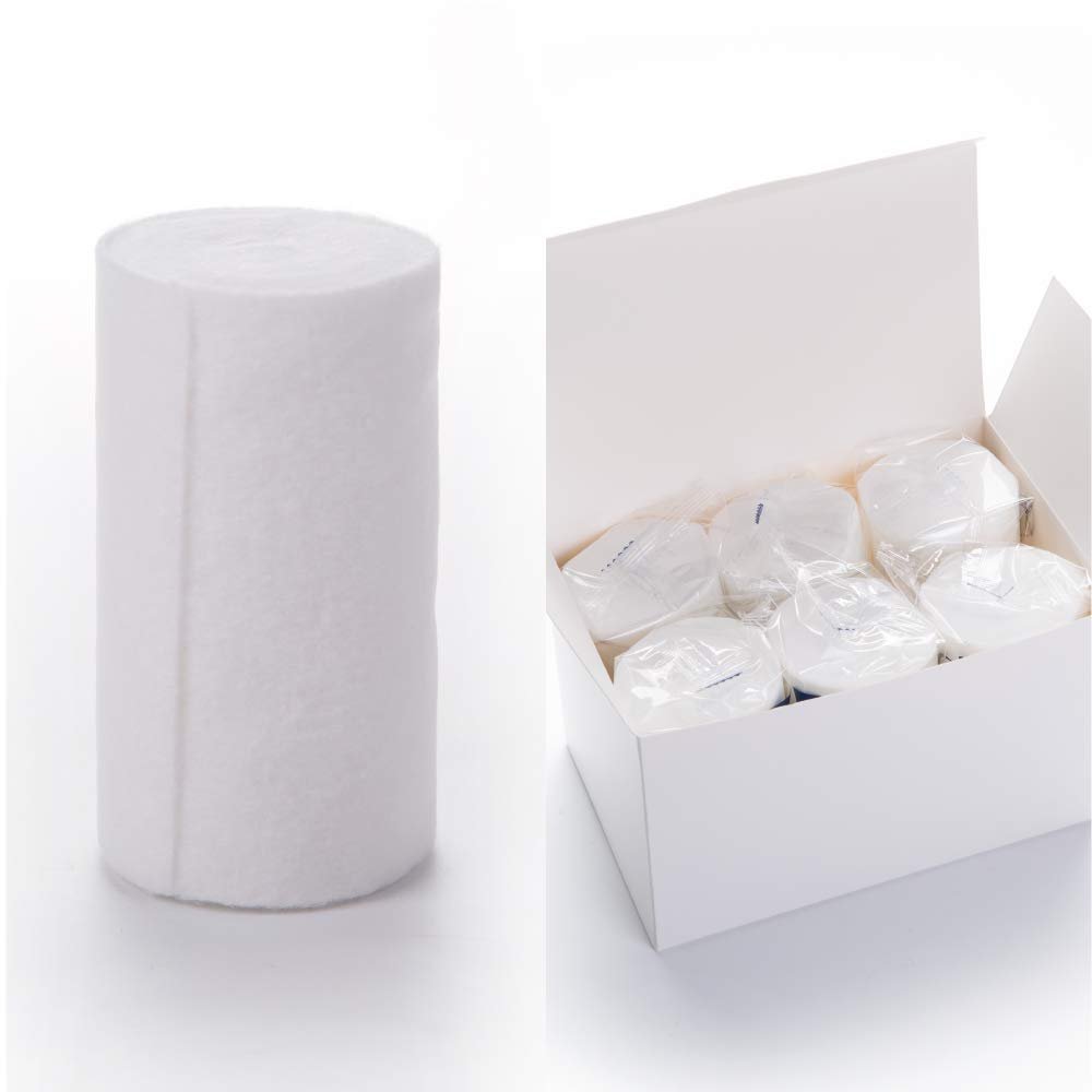 HOSPORA Medizinische Baumwoll-Polsterwatte, 10 cm x 2,4 m, 6er-Pack