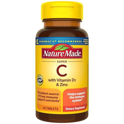 Nature Made Super C – Vitamin C, Zink & Vitamin D3 – 60 Tabletten – Immunsystem Unterstützung