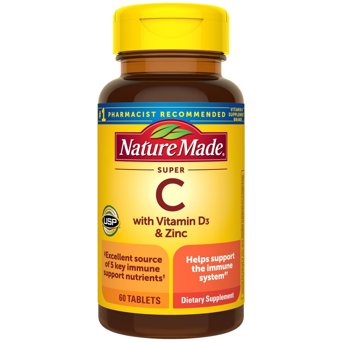 Nature Made Super C – Vitamin C, Zink & Vitamin D3 – 60 Tabletten – Immunsystem Unterstützung