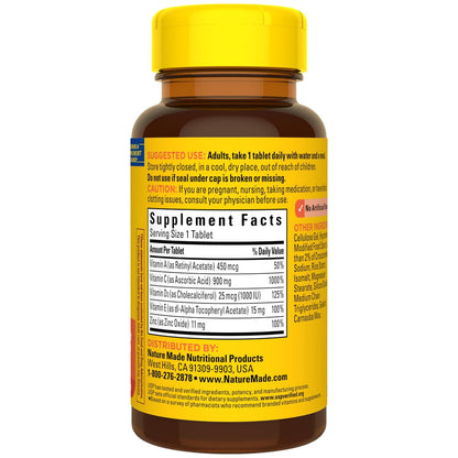 Nature Made Super C – Vitamin C, Zink & Vitamin D3 – 60 Tabletten – Immunsystem Unterstützung