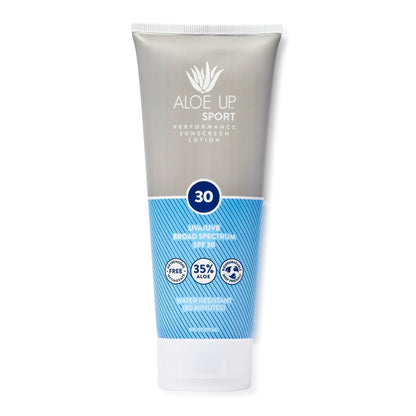Aloe Up Sport Sonnencreme Körperlotion SPF 30 – Breitband-Sonnenschutz mit feuchtigkeitsspendendem Aloe Vera Gel – Nicht fettend, kein weißer Film, riffreundlich, parfümfrei – 177 ml