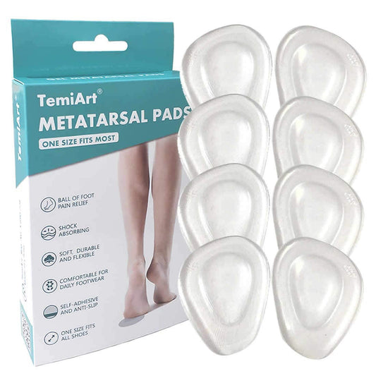 Temiart Ballenpolster Metatarsal Pads für Frauen Männer – Weiche Gel-Einlagen für den Vorfuß zur Schmerzlinderung bei Morton-Neurom (4 Paar)