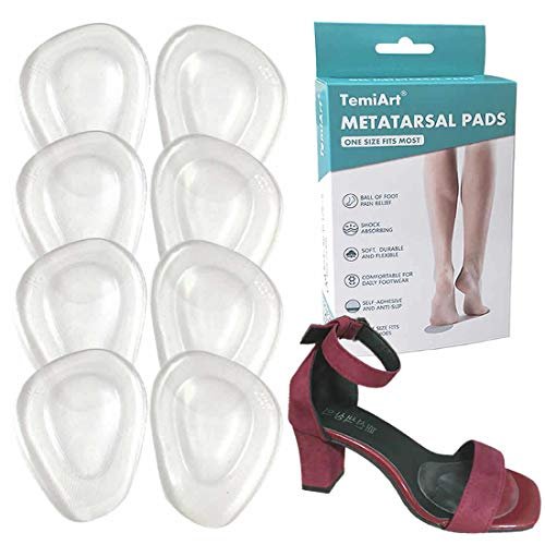 Temiart Ballenpolster Metatarsal Pads für Frauen Männer – Weiche Gel-Einlagen für den Vorfuß zur Schmerzlinderung bei Morton-Neurom (4 Paar)