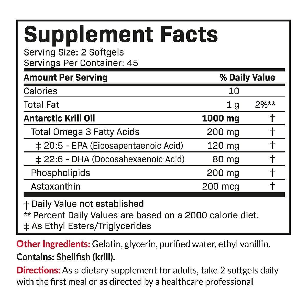 Futurebiotics Antarktischer Krillöl 1000 mg mit Omega-3-Fettsäuren EPA, DHA, Astaxanthin und Phospholipiden – Premium Krillöl, Schwermetall getestet, Nicht-GVO – 90 Weichkapseln (45 Portionen)