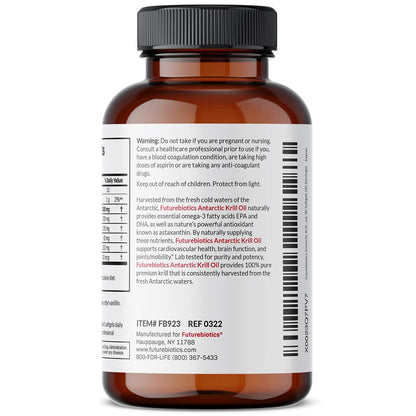 Futurebiotics Antarktischer Krillöl 1000 mg mit Omega-3-Fettsäuren EPA, DHA, Astaxanthin und Phospholipiden – Premium Krillöl, Schwermetall getestet, Nicht-GVO – 90 Weichkapseln (45 Portionen)