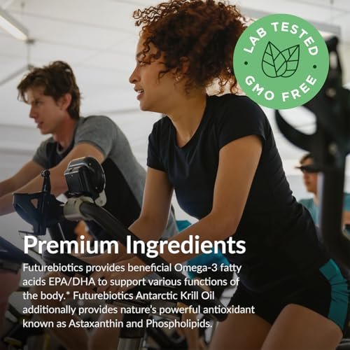 Futurebiotics Antarktischer Krillöl 1000 mg mit Omega-3-Fettsäuren EPA, DHA, Astaxanthin und Phospholipiden – Premium Krillöl, Schwermetall getestet, Nicht-GVO – 90 Weichkapseln (45 Portionen)
