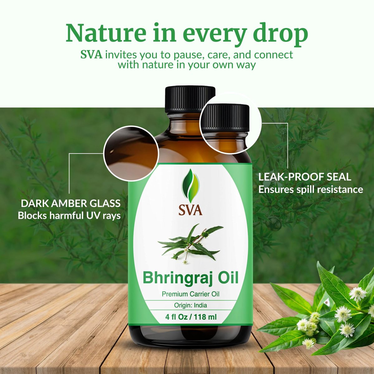 SVA Bhringraj Premium Trägeröl 118ml mit Pipette für Haaröl, Kopfhautmassage & Hautpflege