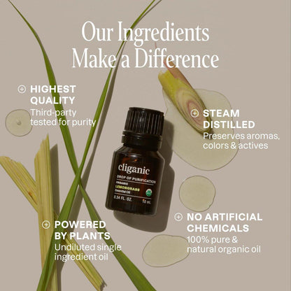 Cliganic Bio Lemongrass Ätherisches Öl USDA Organic - 100% Reines Natürliches Unverdünntes Öl für Aromatherapie Diffuser | Nicht-GVO Verifiziert