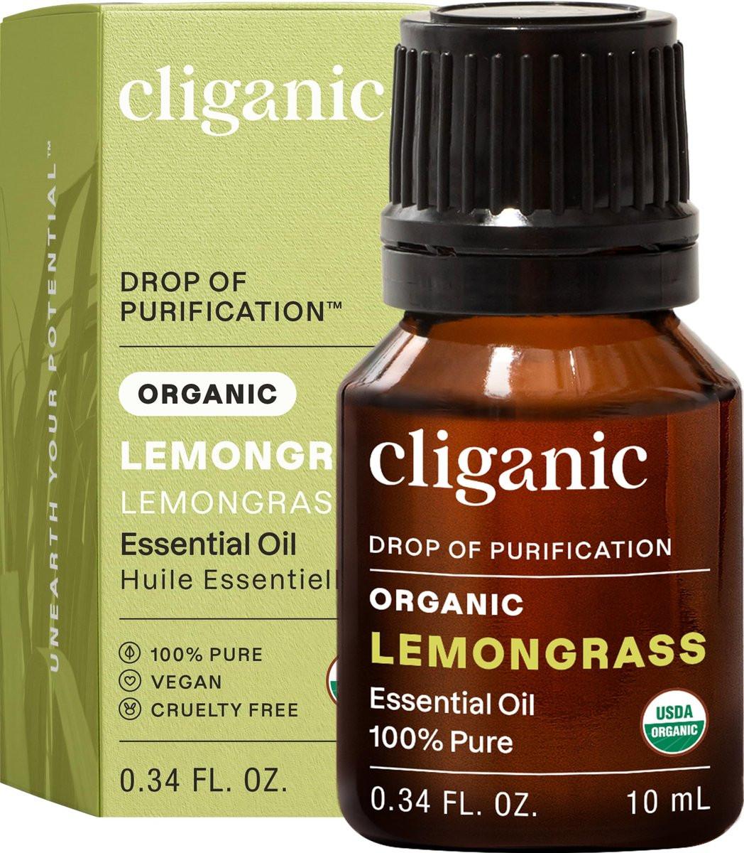 Cliganic Bio Lemongrass Ätherisches Öl USDA Organic - 100% Reines Natürliches Unverdünntes Öl für Aromatherapie Diffuser | Nicht-GVO Verifiziert