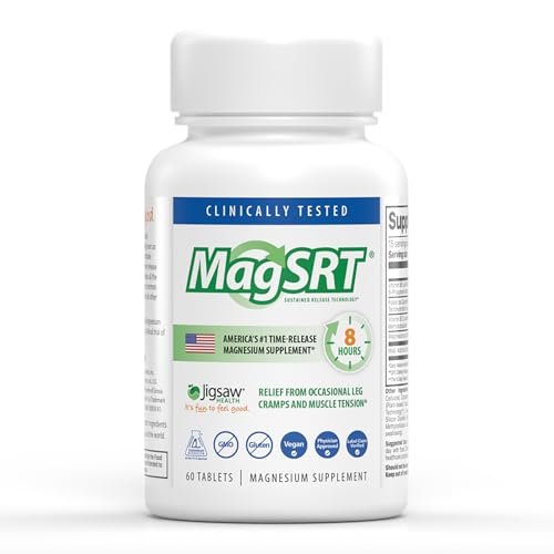 Jigsaw Health MagSRT Magnesium Komplex mit Vitamin B6, Folsäure & B12 – 60 Tabletten | 15 Portionen