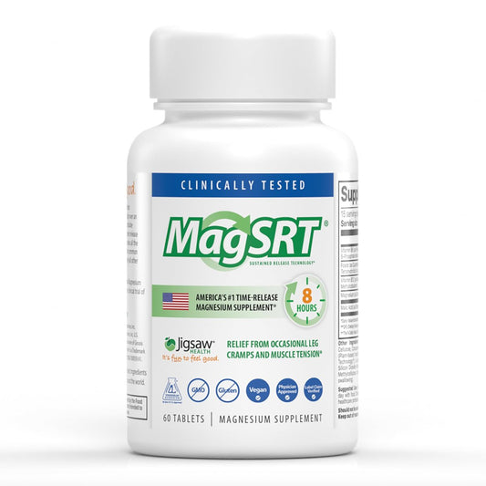 Jigsaw Health MagSRT Magnesium Komplex mit Vitamin B6, Folsäure & B12 – 60 Tabletten | 15 Portionen