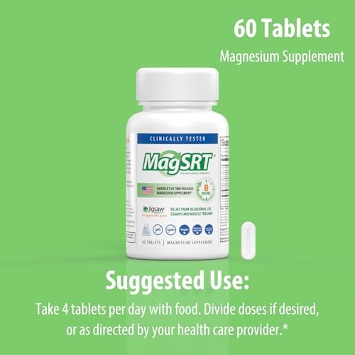 Jigsaw Health MagSRT Magnesium Komplex mit Vitamin B6, Folsäure & B12 – 60 Tabletten | 15 Portionen