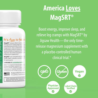 Jigsaw Health MagSRT Magnesium Komplex mit Vitamin B6, Folsäure & B12 – 60 Tabletten | 15 Portionen