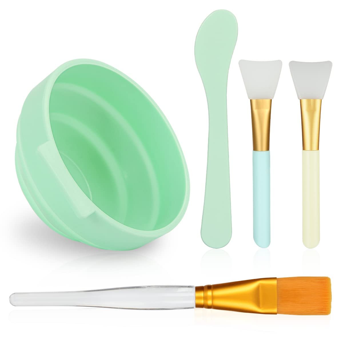 Plazuria 5-in-1 DIY Gesichtsmasken-Mischset – Silikon-Maskenschale, Spatel, Pinsel und Rührstab