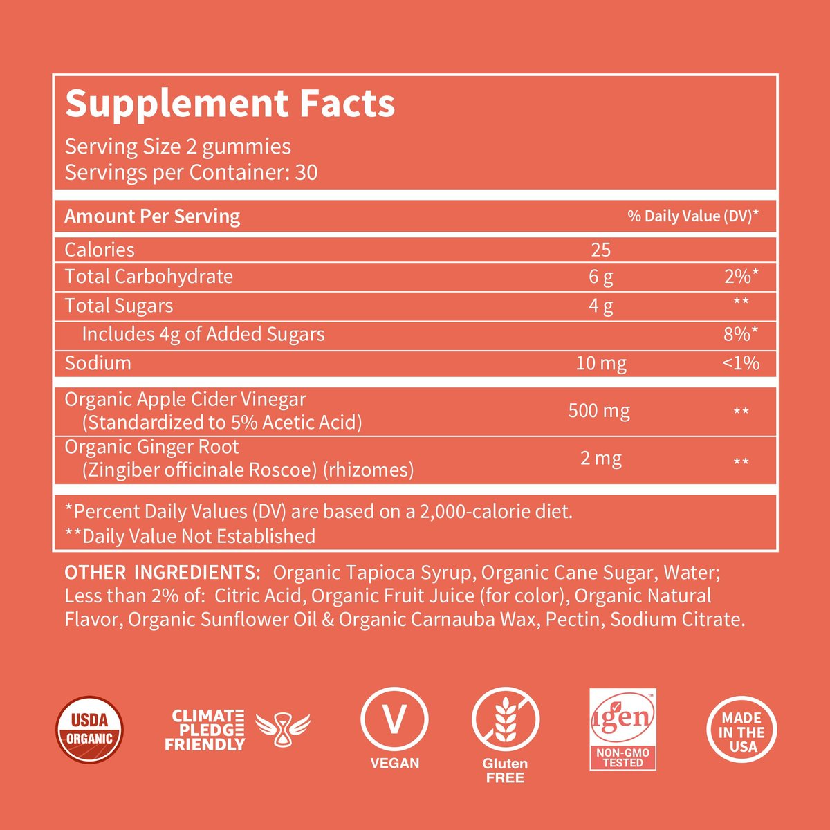 WellPath Bio-Apfelessig Gummibärchen mit der Mutter – USDA Bio ACV Gummis – Ingwer & Apfelessig mit Mutter für die Darmgesundheit – Vegan, Nicht-GVO, 60 Stück