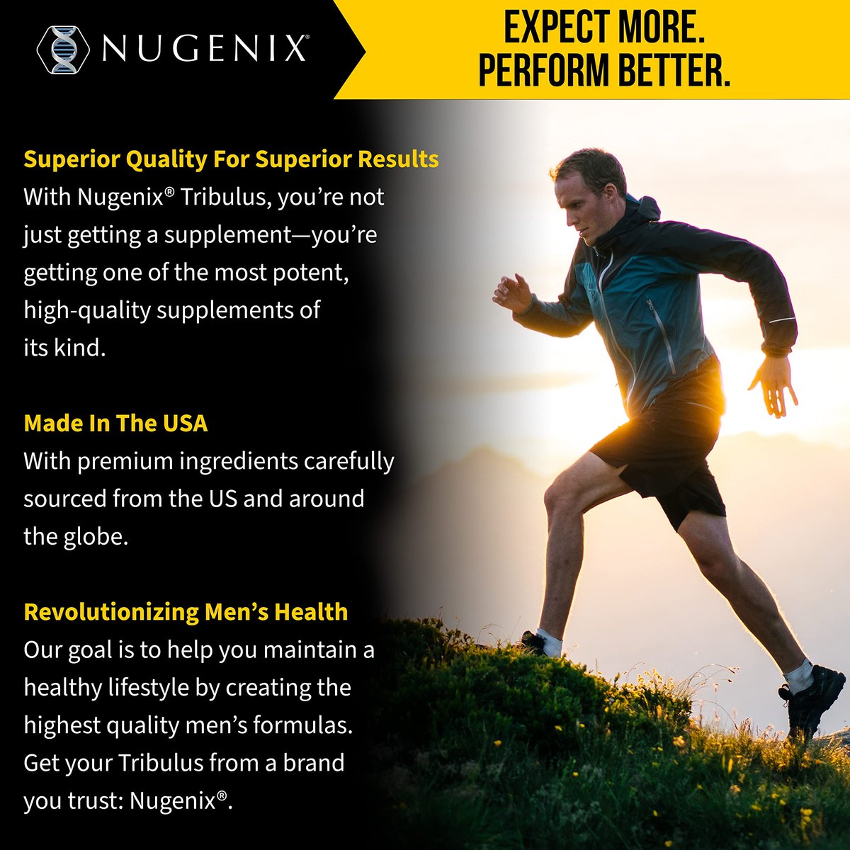 Nugenix Essentials Tribulus Terrestris für Männer - 95% Gesamtsaponine, 1000 mg Hochpotenz, Extra Stärke, 60 Kapseln