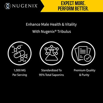 Nugenix Essentials Tribulus Terrestris für Männer - 95% Gesamtsaponine, 1000 mg Hochpotenz, Extra Stärke, 60 Kapseln