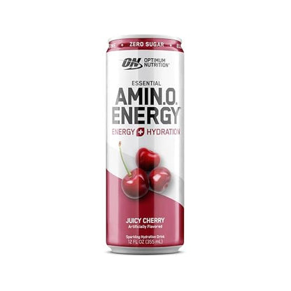 Optimum Nutrition Amino Energy Sparkling Hydration Drink, Elektrolyte, Koffein, Aminosäuren, BCAAs, Zuckerfrei, Saftige Kirsche, 12 x 355 ml