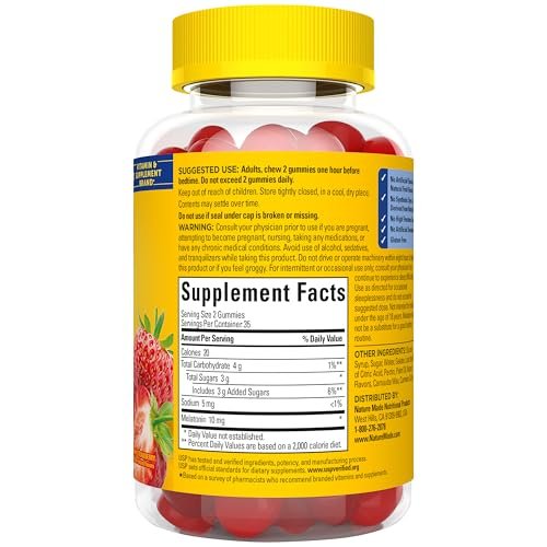 Nature Made Melatonin Gummies 2,5 mg – 130 Stück, 130-Tage-Vorrat, Schlafhilfe für Erwachsene, 100 % drogenfrei