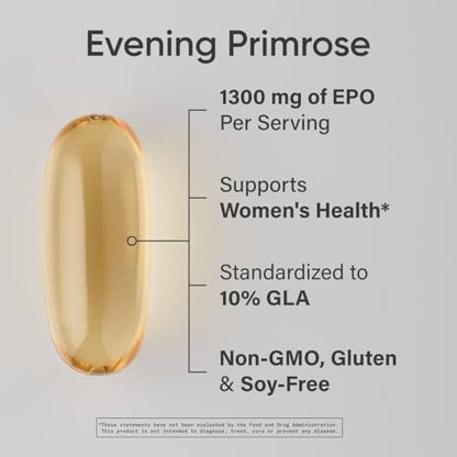 Sports Research Nachtkerzenöl Kapseln aus kaltgepresstem Öl – 1300 mg hochdosiert, 30 Stück – für Frauen Gesundheit & Hautpflege – Glutenfrei & Non-GMO