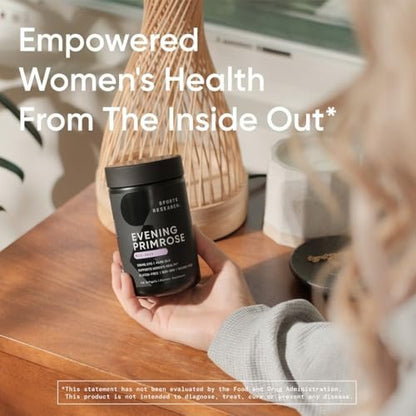 Sports Research Nachtkerzenöl Kapseln aus kaltgepresstem Öl – 1300 mg hochdosiert, 30 Stück – für Frauen Gesundheit & Hautpflege – Glutenfrei & Non-GMO