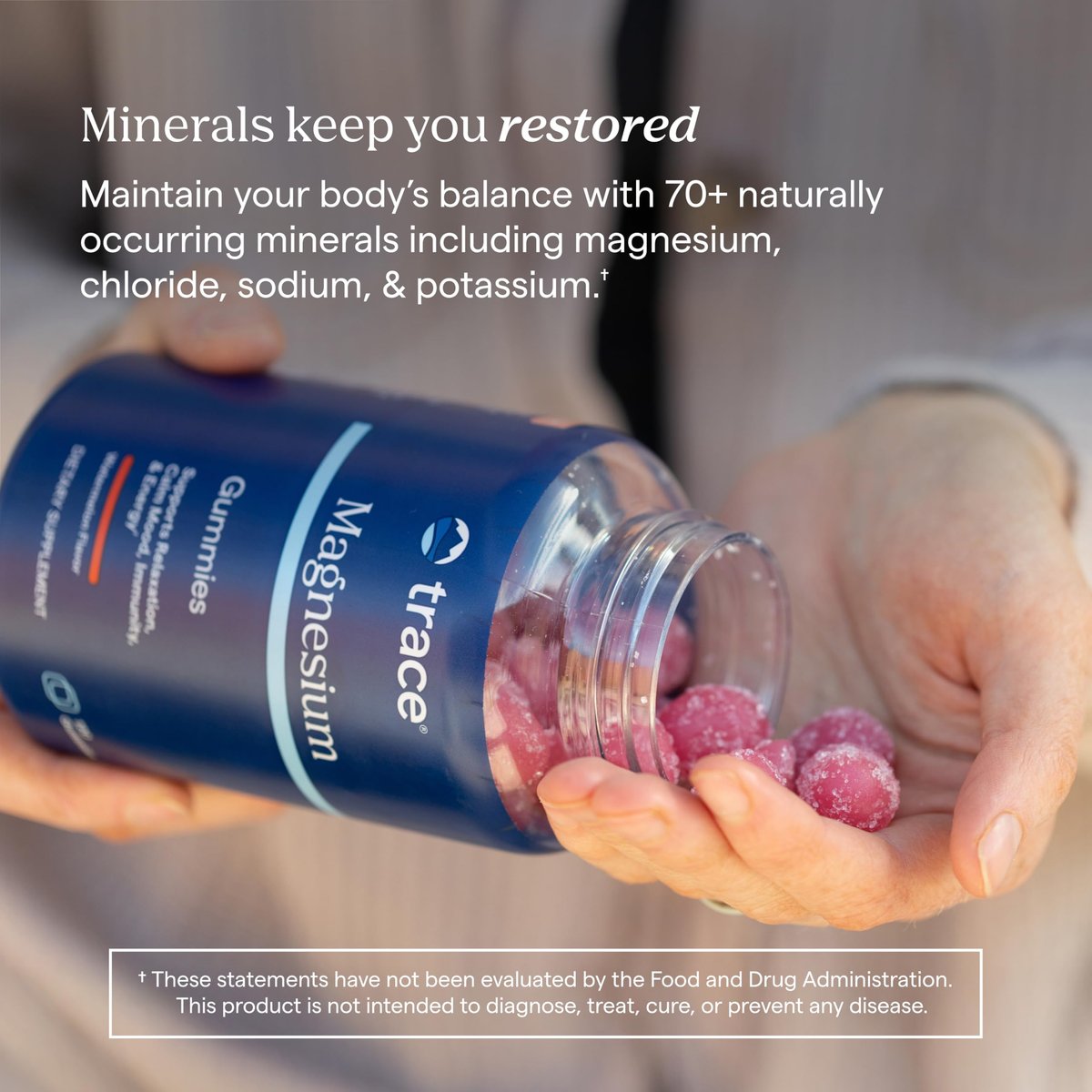 Trace Minerals Magnesium Gummis – Unterstützt einen ruhigen Geist – Magnesium-Kaugummis für Kinder & Erwachsene – Knochen-, Verdauungs-, Herzgesundheit & Immununterstützung – Wassermelonengeschmack – 120 Stück (120 Portionen)