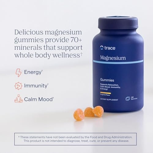 Trace Minerals Magnesium Gummis (120 Stück) - Wenig Zucker - Für Kinder & Erwachsene - Tangerine