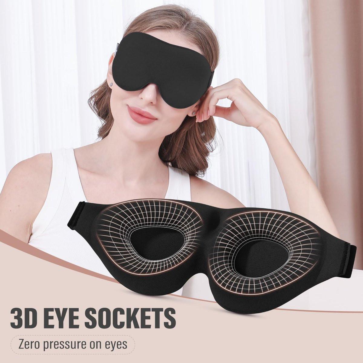 YIVIEW Schlafmaske für Seitenschläfer – 3D Schlafbrille mit vollständiger Lichtblockierung, weich und atmungsaktiv, druckfreies Design für Frauen und Männer