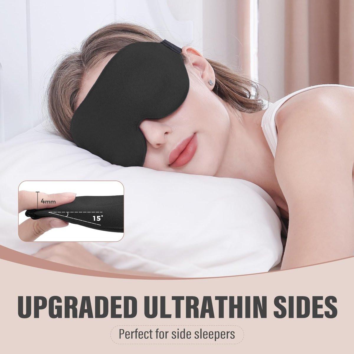 YIVIEW Schlafmaske für Seitenschläfer – 3D Schlafbrille mit vollständiger Lichtblockierung, weich und atmungsaktiv, druckfreies Design für Frauen und Männer