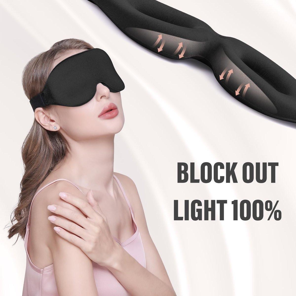 YIVIEW Schlafmaske für Seitenschläfer – 3D Schlafbrille mit vollständiger Lichtblockierung, weich und atmungsaktiv, druckfreies Design für Frauen und Männer