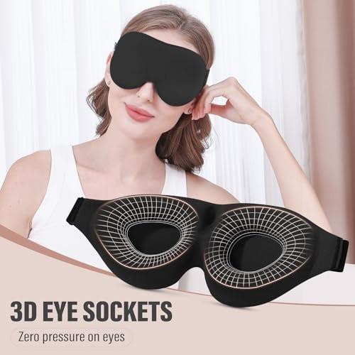YIVIEW Schlafmaske für Seitenschläfer – 3D Schlafbrille mit vollständiger Lichtblockierung, weich und atmungsaktiv, druckfreies Design für Frauen und Männer