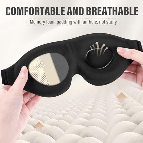 YIVIEW Schlafmaske für Seitenschläfer – 3D Schlafbrille mit vollständiger Lichtblockierung, weich und atmungsaktiv, druckfreies Design für Frauen und Männer