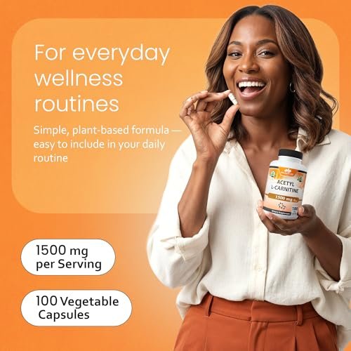 NaturaLife Labs Acetyl L-Carnitin (ALCAR) 1500 mg pro Portion – 100 Kapseln – Non-GMO, glutenfrei, vegan