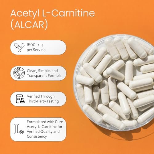 NaturaLife Labs Acetyl L-Carnitin (ALCAR) 1500 mg pro Portion – 100 Kapseln – Non-GMO, glutenfrei, vegan