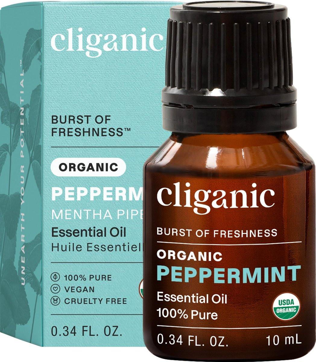 Cliganic Bio Pfefferminzöl, 100% reines natürliches unverdünntes ätherisches Öl für Aromatherapie, Non-GMO verifiziert