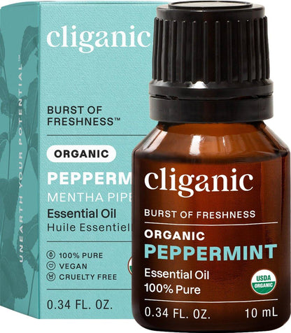 Cliganic Bio Pfefferminzöl, 100% reines natürliches unverdünntes ätherisches Öl für Aromatherapie, Non-GMO verifiziert