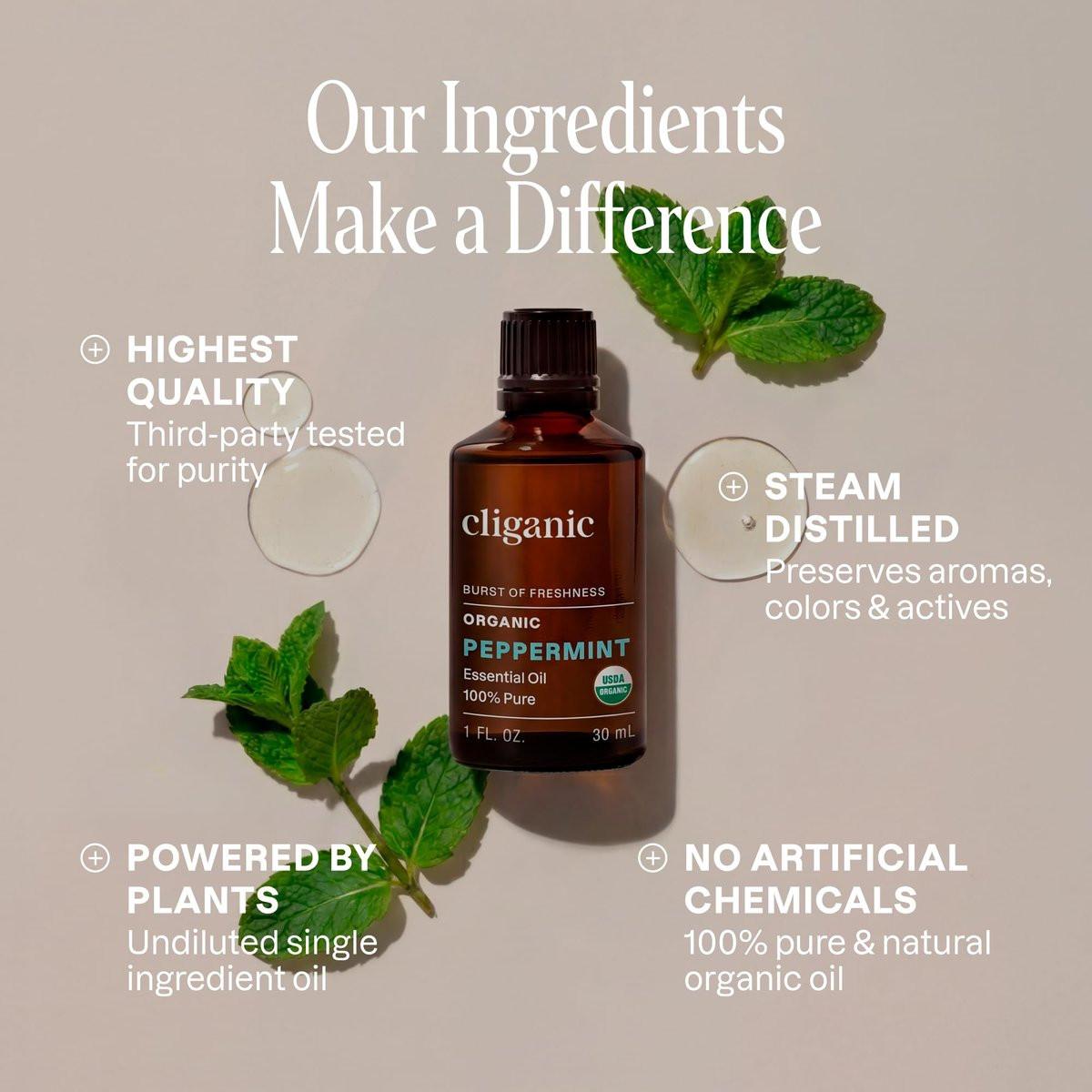 Cliganic Bio Pfefferminzöl, 100% reines natürliches unverdünntes ätherisches Öl für Aromatherapie, Non-GMO verifiziert
