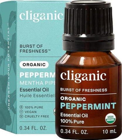Cliganic Bio Pfefferminzöl, 100% reines natürliches unverdünntes ätherisches Öl für Aromatherapie, Non-GMO verifiziert