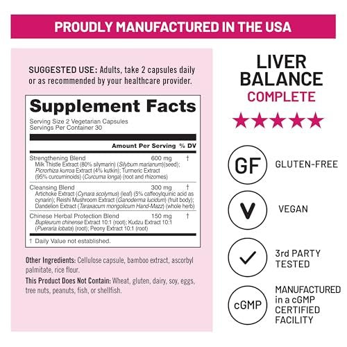 NatureWise Leber Balance Entgiftung Supplement – Triple-Reparatur-Formel mit Mariendistel, Löwenzahn, Kurkuma, Artischocke, Reishi-Pilz & Kudzu – Vegan – 60 Kapseln (30-Tage-Vorrat)