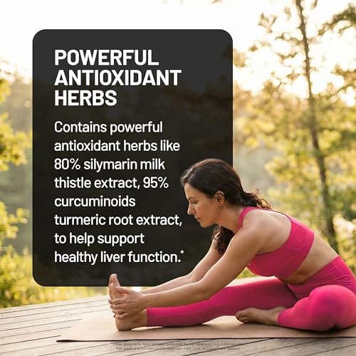 NatureWise Leber Balance Entgiftung Supplement – Triple-Reparatur-Formel mit Mariendistel, Löwenzahn, Kurkuma, Artischocke, Reishi-Pilz & Kudzu – Vegan – 60 Kapseln (30-Tage-Vorrat)