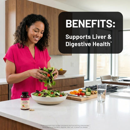NatureWise Leber Balance Entgiftung Supplement – Triple-Reparatur-Formel mit Mariendistel, Löwenzahn, Kurkuma, Artischocke, Reishi-Pilz & Kudzu – Vegan – 60 Kapseln (30-Tage-Vorrat)